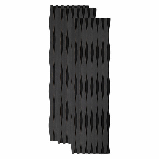 Set 3 Panouri riflaj acustic decorativ, MDF si pasla, Naimeed D6251, 240x30x1.8cm, Stejar Negru