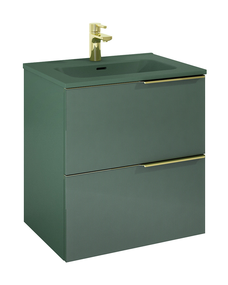 Dulap de baie cu 2 sertare – verde mat – MONTEREY GLASS