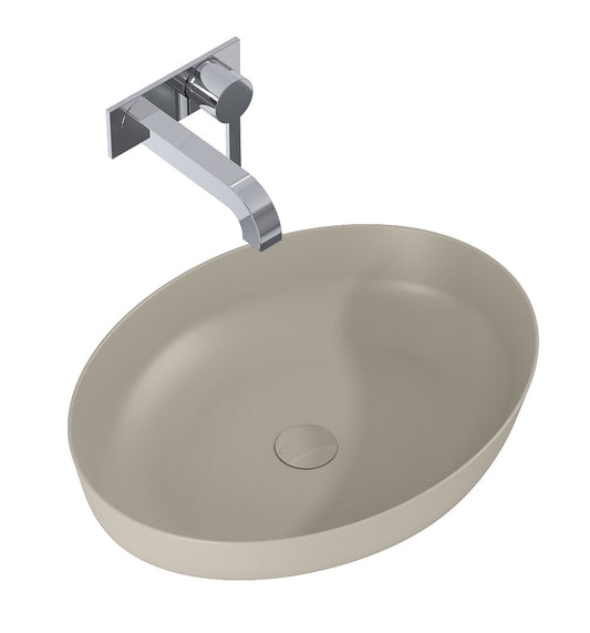 Lavoar oval 52×40, cu montaj pe blat, bej mat – Rika