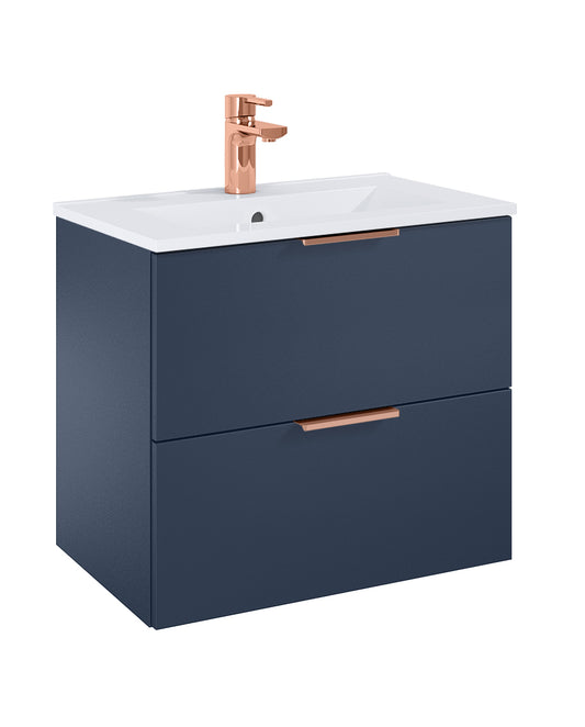 Set Dulap de Baie Navy Blue Mat – cu Lavoar Încorporat, 60 cm- Etna cu 2 Sertare