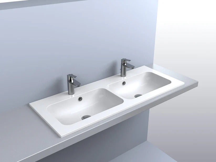 Lavoar Della dublu 1100 pentru blat alb lucios