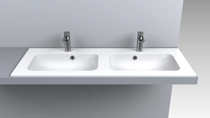 Lavoar Della dublu 1200 pentru blat alb mat