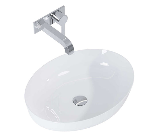 Lavoar oval din marmura, 52×40, cu montaj pe blat, alb lucios – RIKA