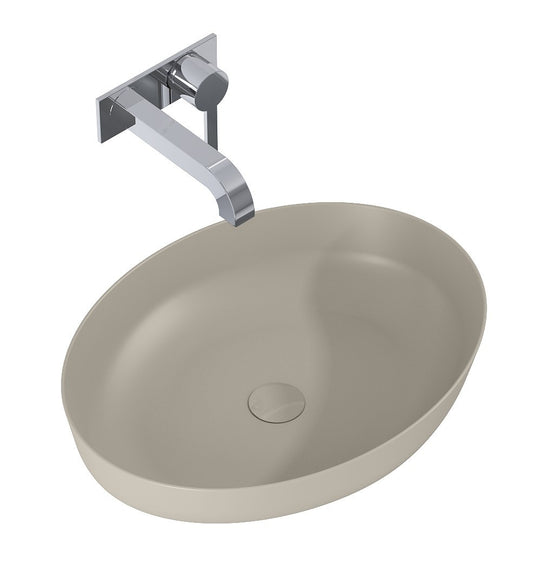 Lavoar oval din marmura, 52×40, cu montaj pe blat, bej mat – RIKA