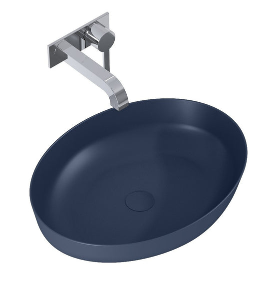 Lavoar oval din marmura, 52×40, cu montaj pe blat, navy blue mat – RIKA