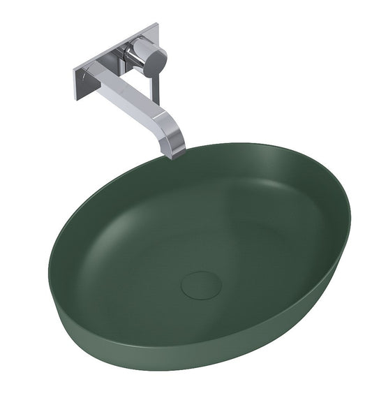 Lavoar oval din marmura, 52×40, cu montaj pe blat, verde mat – RIKA