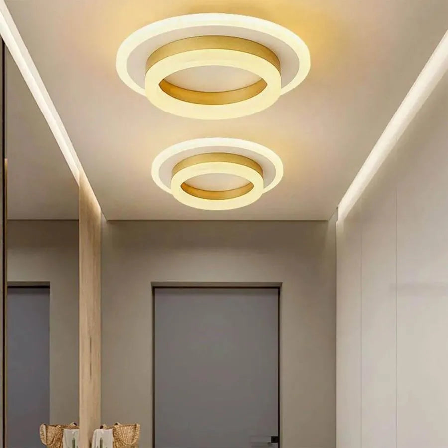 Lustra LED SOLENA ROTONDA 13W, Diametru 25cm, lumina Rece/Calda/Neutra, Alb Auriu