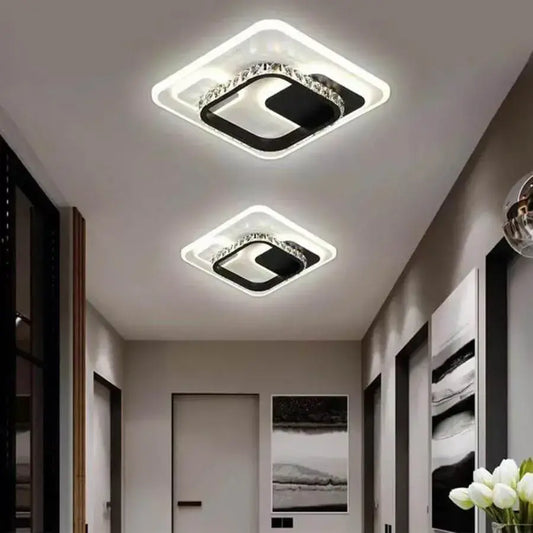 Lustra LED cu cristal ARIELLA 40W, Patrata, lumina Rece/Calda/Neutra, Negru
