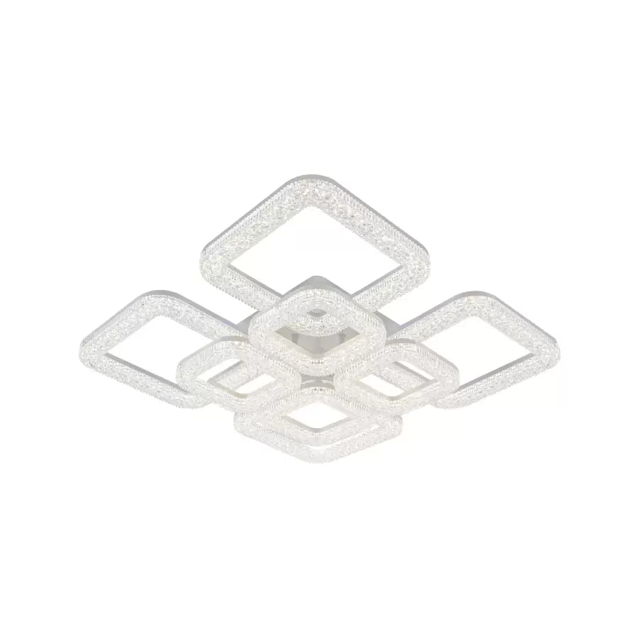 Lustra LED cu telecomanda si cristal ATLANTA, 96W, 8 Patrate, lumina Rece/Calda/Neutra, Dimabila, Alb