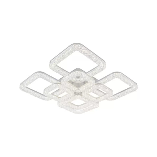 Lustra LED cu telecomanda si cristal ATLANTA, 96W, 8 Patrate, lumina Rece/Calda/Neutra, Dimabila, Alb