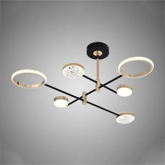 Lustra LED AUGUSTUS 40W, 6 Elemente, Liniara, lumina Rece/Calda/Neutra, Auriu Lucios Negru