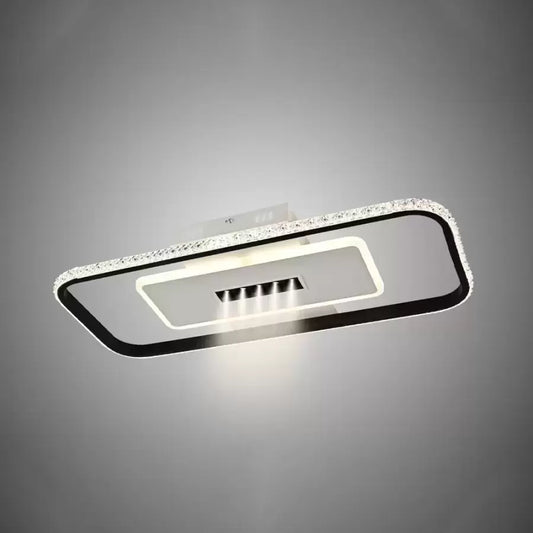 Lustra LED cu telecomanda si cristal NIKOLAS 48W, lumina Rece/Calda/Neutra, Dimabila, Negru