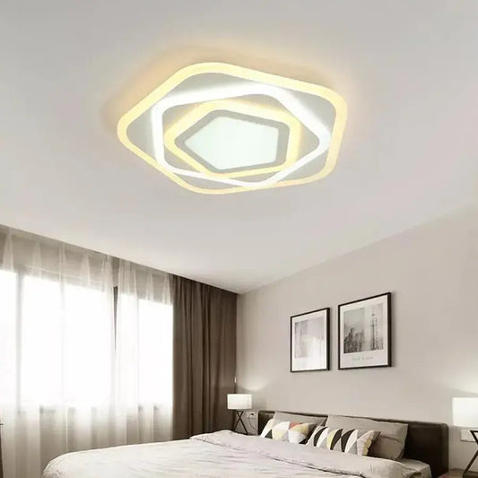 Lustra LED cu telecomanda PENTAGON 59W, lumina Rece/Calda/Neutra, Alb