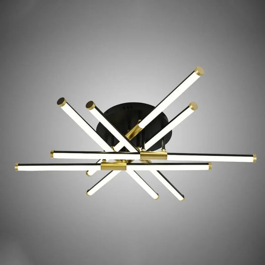 Lustra LED cu telecomanda SANTINO 72W, 6 Elemente, Liniara, lumina Rece/Calda/Neutra, Dimabila, Auriu