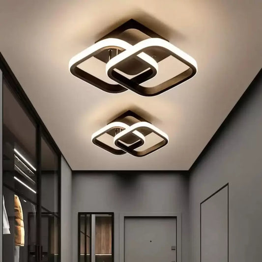 Lustra LED VERTEX Matrix Romburi Suprapuse, Rame Metalice, 11W, 2 Romburi, Lumina Rece/Calda/Neutra, Negru