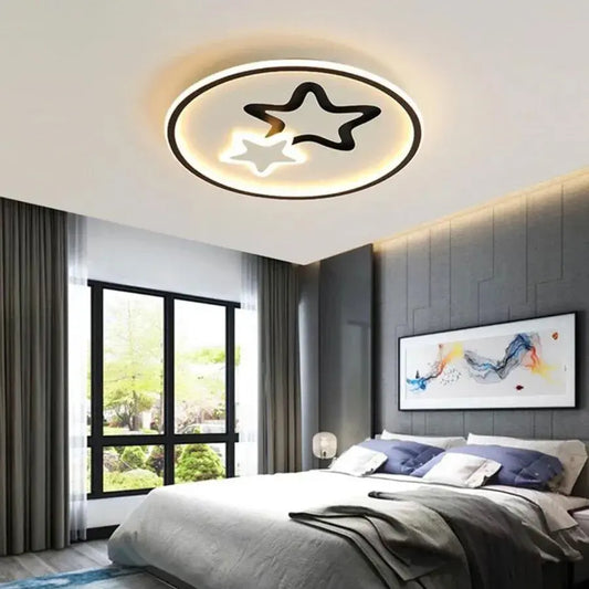 Lustra LED cu telecomanda EMELIANA 57W, Stea, lumina Rece/Calda/Neutra, Dimabila, Negru