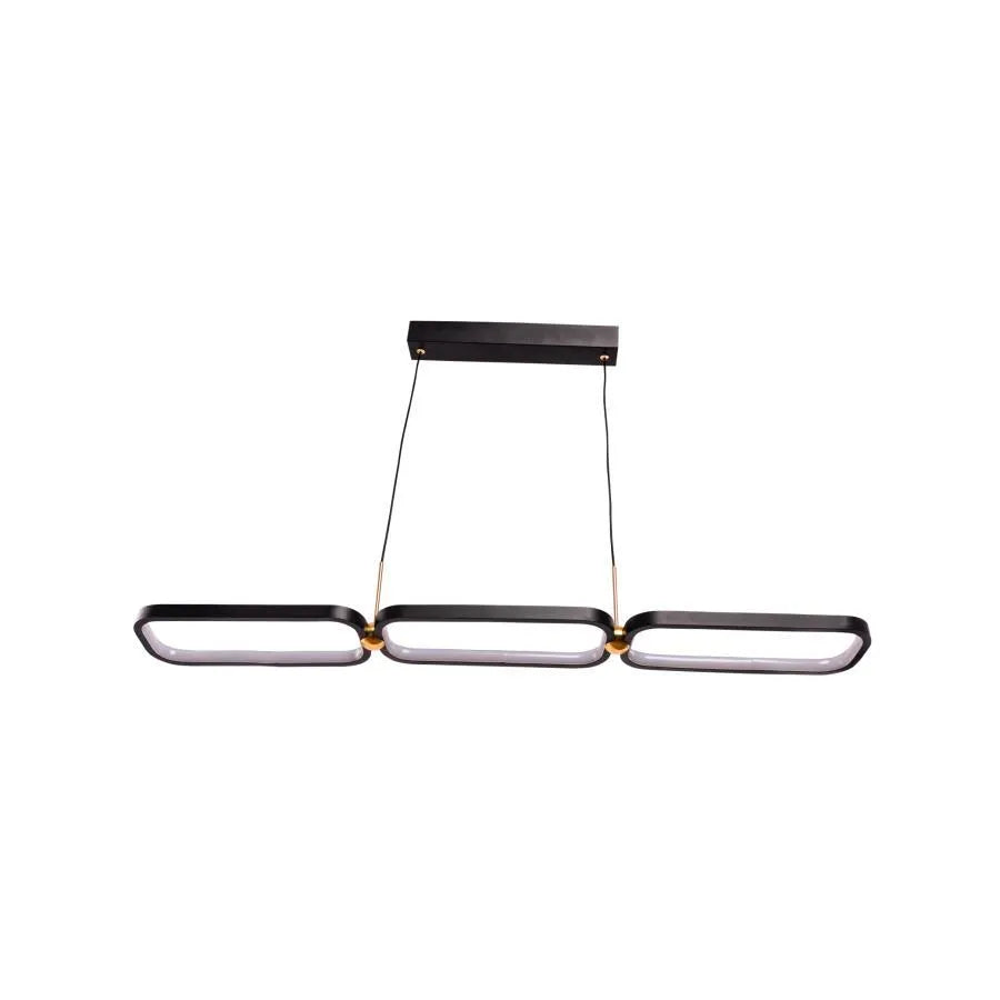 Lustra LED cu telecomanda HANSA 80W, 3 Elemente, Liniara, lumina Rece/Calda/Neutra, Dimabila, Negru Auriu