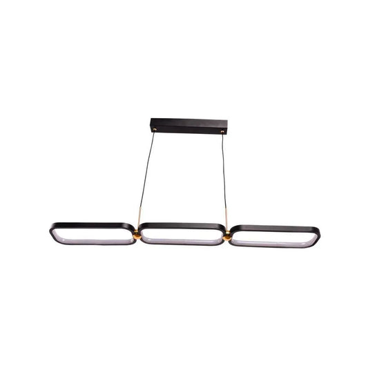 Lustra LED cu telecomanda HANSA 80W, 3 Elemente, Liniara, lumina Rece/Calda/Neutra, Dimabila, Negru Auriu