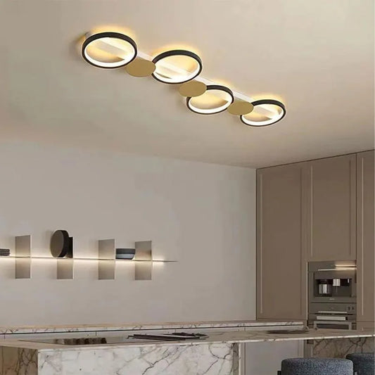 Lustra LED SAYDA 60W, Liniara, lumina Rece/Calda/Neutra, Auriu