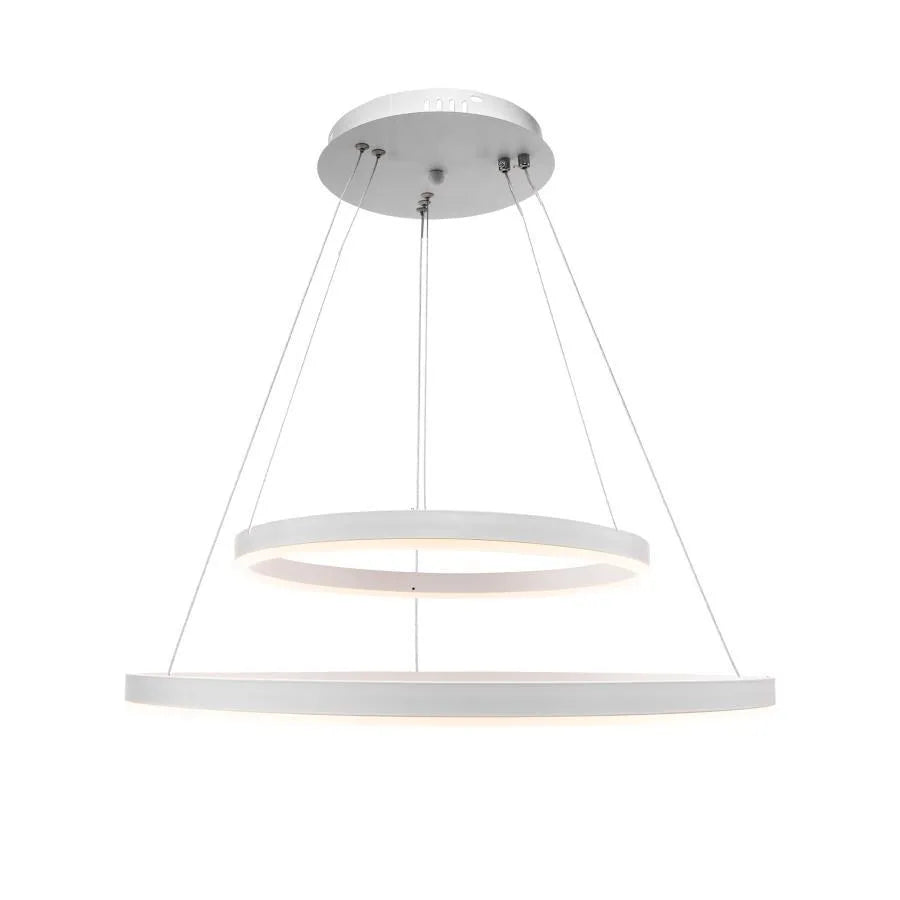 Lustra LED suspendata cu telecomanda AZARIAH 120W, 2 Cercuri, lumina Rece/Calda/Neutra, Dimabila, Alb, Inaltime Reglabila