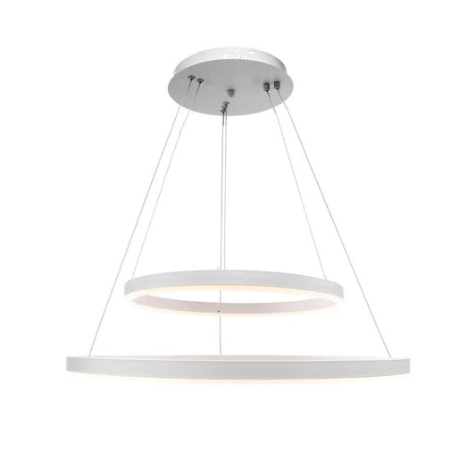 Lustra LED suspendata cu telecomanda AZARIAH 120W, 2 Cercuri, lumina Rece/Calda/Neutra, Dimabila, Alb, Inaltime Reglabila