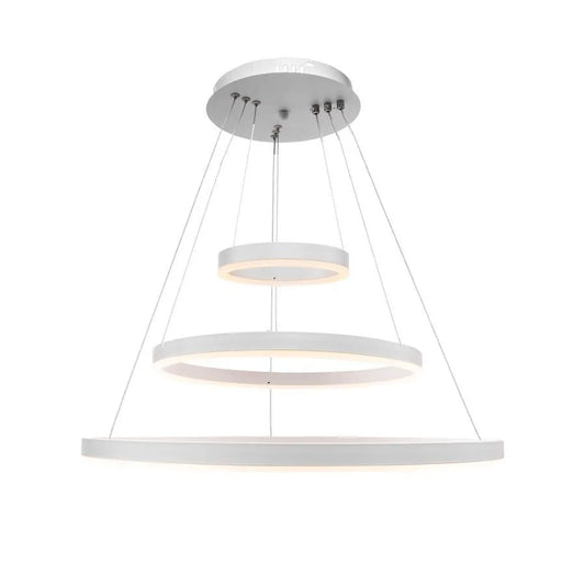 Lustra LED suspendata cu telecomanda AZARIAH 152W, 3 Cercuri, lumina Rece/Calda/Neutra, Dimabila, Alb, Inaltime Reglabila