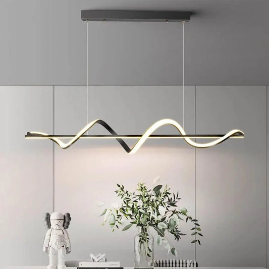 Lustra LED suspendata cu telecomanda AMINIA 80W, Liniara, lumina Rece/Calda/Neutra, Dimabila, Negru, Inaltime Reglabila