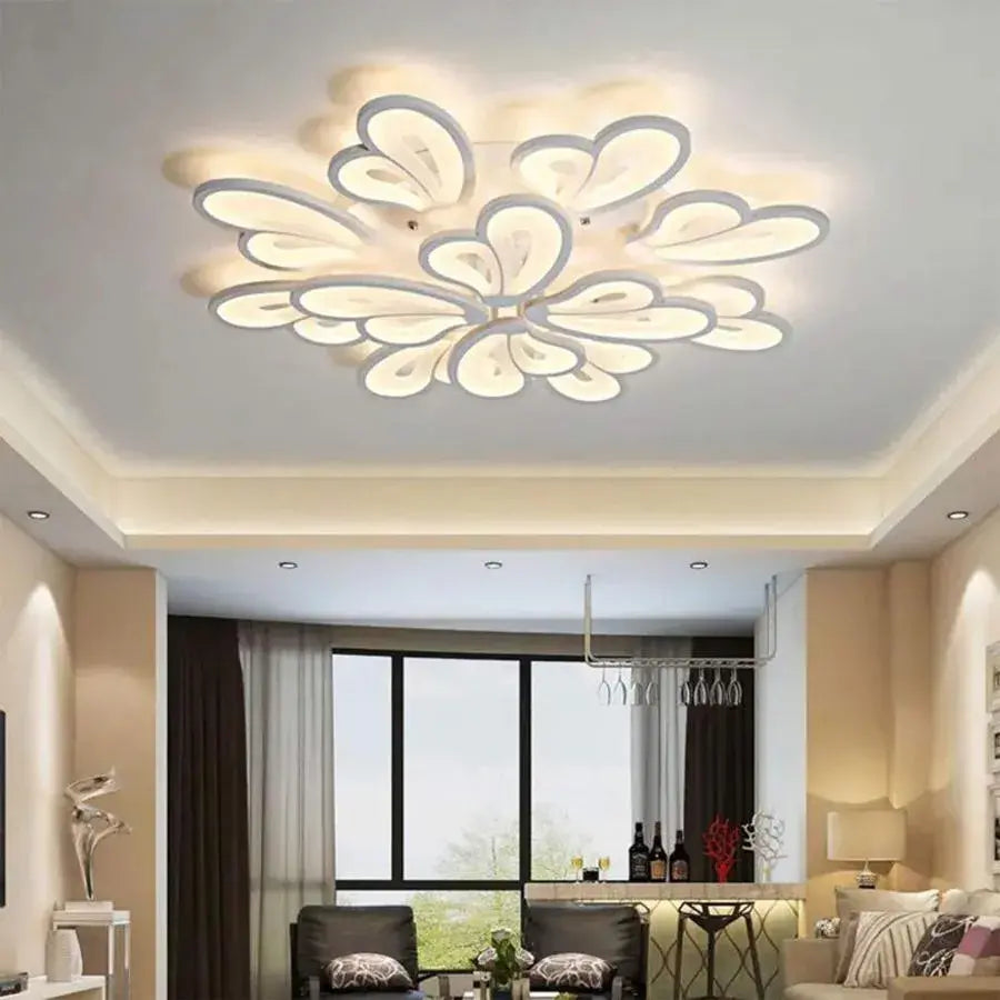 Lustra LED cu telecomanda BLOSSOM 143W, 12 Petale, lumina Rece/Calda/Neutra, Dimabila, Alb