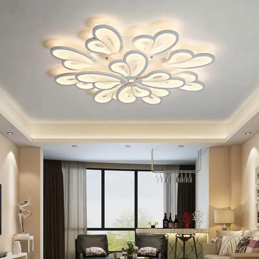 Lustra LED cu telecomanda BLOSSOM 143W, 12 Petale, lumina Rece/Calda/Neutra, Dimabila, Alb