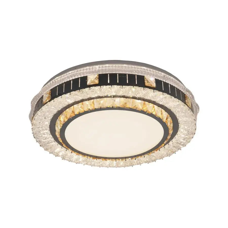 Lustra LED cu telecomanda si cristal KANNON 96W, Rotunda, lumina Rece/Calda/Neutra, Dimabila, Crom Lucios