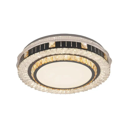 Lustra LED cu telecomanda si cristal KANNON 96W, Rotunda, lumina Rece/Calda/Neutra, Dimabila, Crom Lucios