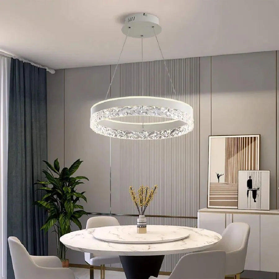 Lustra LED suspendata cu telecomanda BRINDA 124W, lumina Rece/Calda/Neutra, Dimabila, Alb, Inaltime Reglabila (Copy)