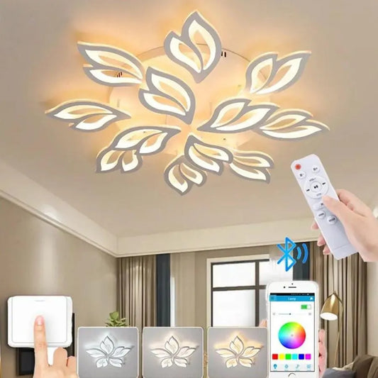 Lustra LED cu telecomanda LILY 150W, 12 Elemente, lumina Rece/Calda/Neutra, Dimabila, Alb