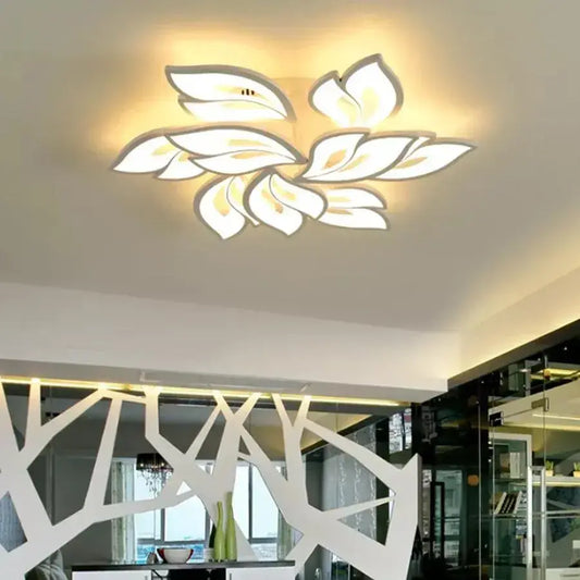 Lustra LED cu telecomanda LILY 117W, 9 Elemente, lumina Rece/Calda/Neutra, Dimabila, Alb