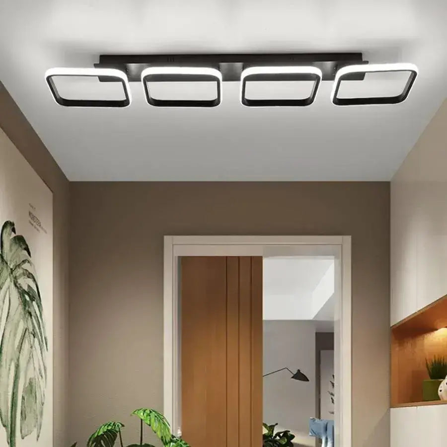 Lustra LED VERTEX 50W, 4 Patrate, Liniara, lumina Rece/Calda/Neutra, Neagra