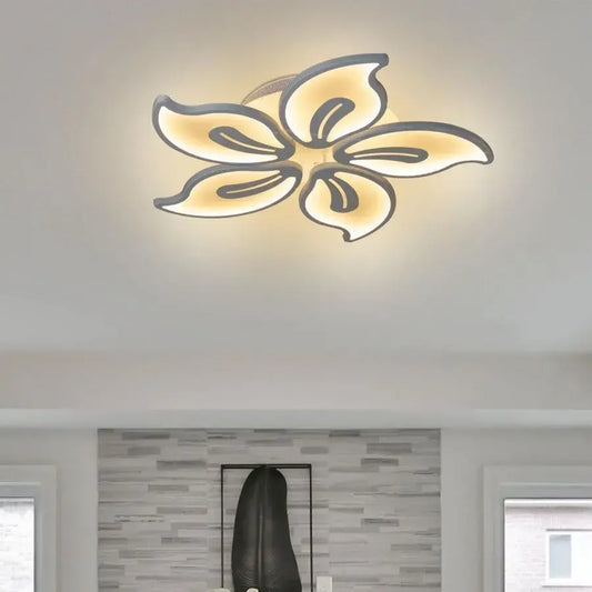 Lustra LED cu telecomanda JASMINE 73W, 5 Petale, lumina Rece/Calda/Neutra, Dimabila, Alb