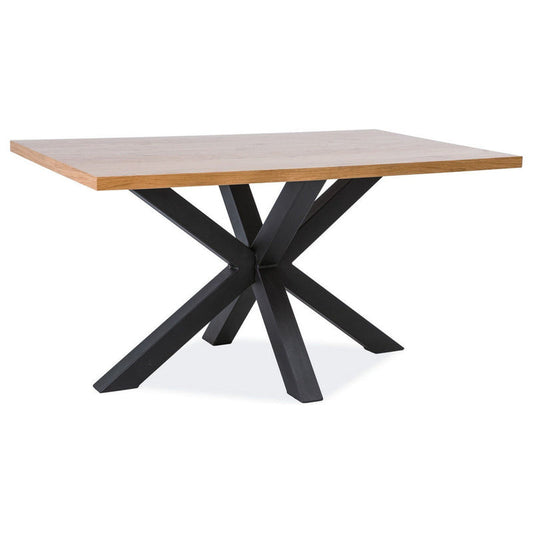 Masa CROSS, stejar/negru, furnir/metal, 150x90x75 cm