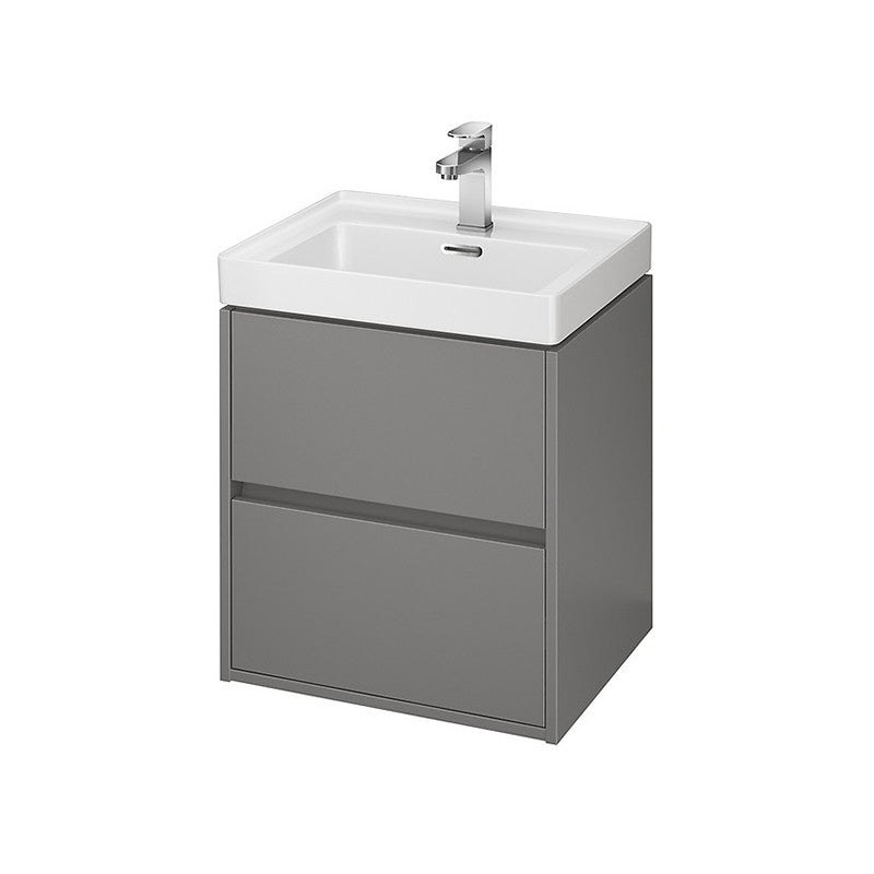 Mobilier suspendat Cersanit, Crea, cu doua sertare, 50 cm, gri