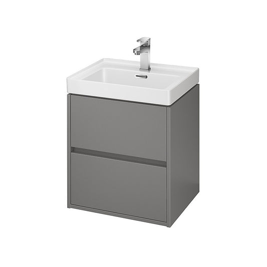Mobilier suspendat Cersanit, Crea, cu doua sertare, 50 cm, gri