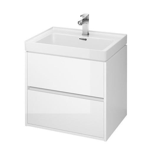 Mobilier suspendat Cersanit, Crea, cu doua sertare, 60 cm, alb