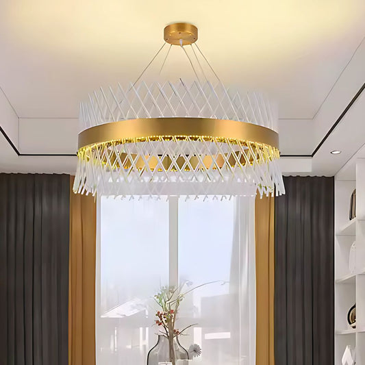 Candelabru Cristal ALHAMBRA Magno, LED, 110W, Diametru 60cm, Lumina Calda/Rece/Neutra, Dimabil, Inaltime Reglabila, Auriu
