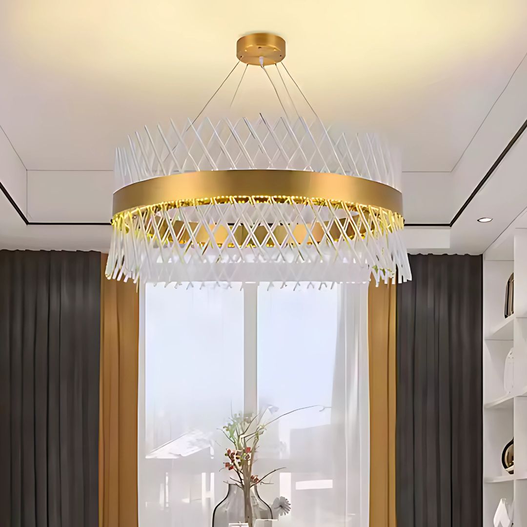 Candelabru Cristal ALHAMBRA Supremo, LED, 160W, Diametru 80cm, Lumina Calda/Rece/Neutra, Dimabil, Inaltime Reglabila, Auriu