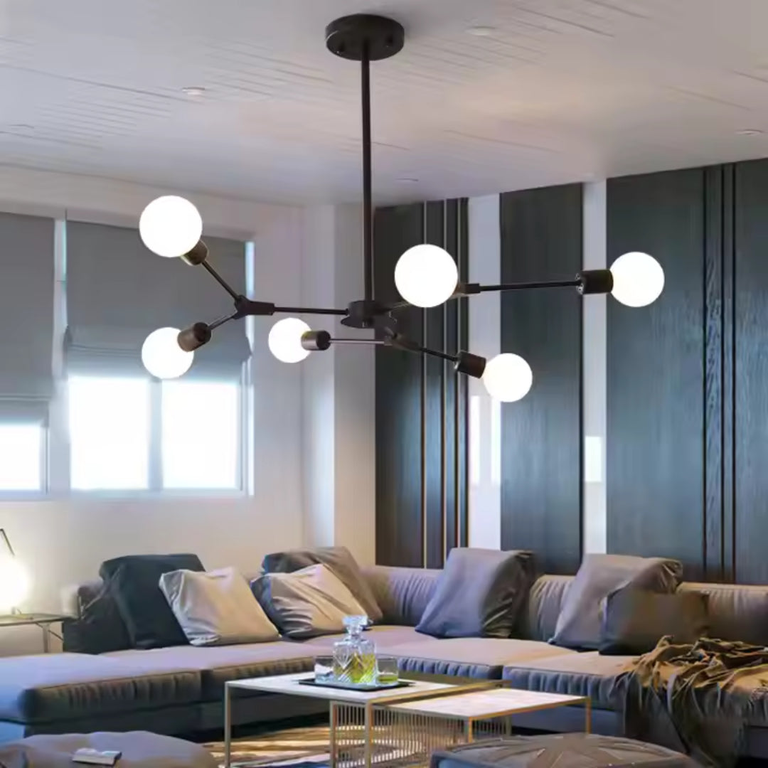 Lustra Architek Hexa, 6 x E27, Negru, Metal