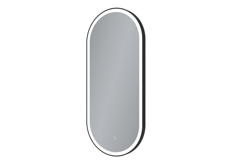 Oglindă LED cu dezaburire, cu ramă de aluminiu, negru, 40x90cm