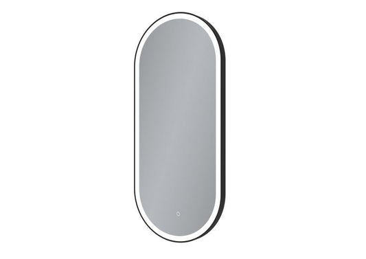 Oglindă LED cu dezaburire, cu ramă de aluminiu, negru, 40x90cm