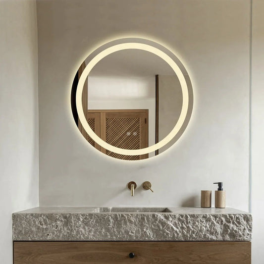 Oglinda LED Rotunda 60cm Functie Dezaburire si Touch și trei tipuri de lumină, J112
