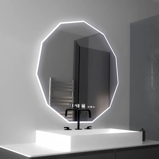Oglinda LED Poligon, 70cm, Judith Senzor MotionGlow Marcello, Sistem Dezaburire, Ceas & Termometru, Dimabila 084