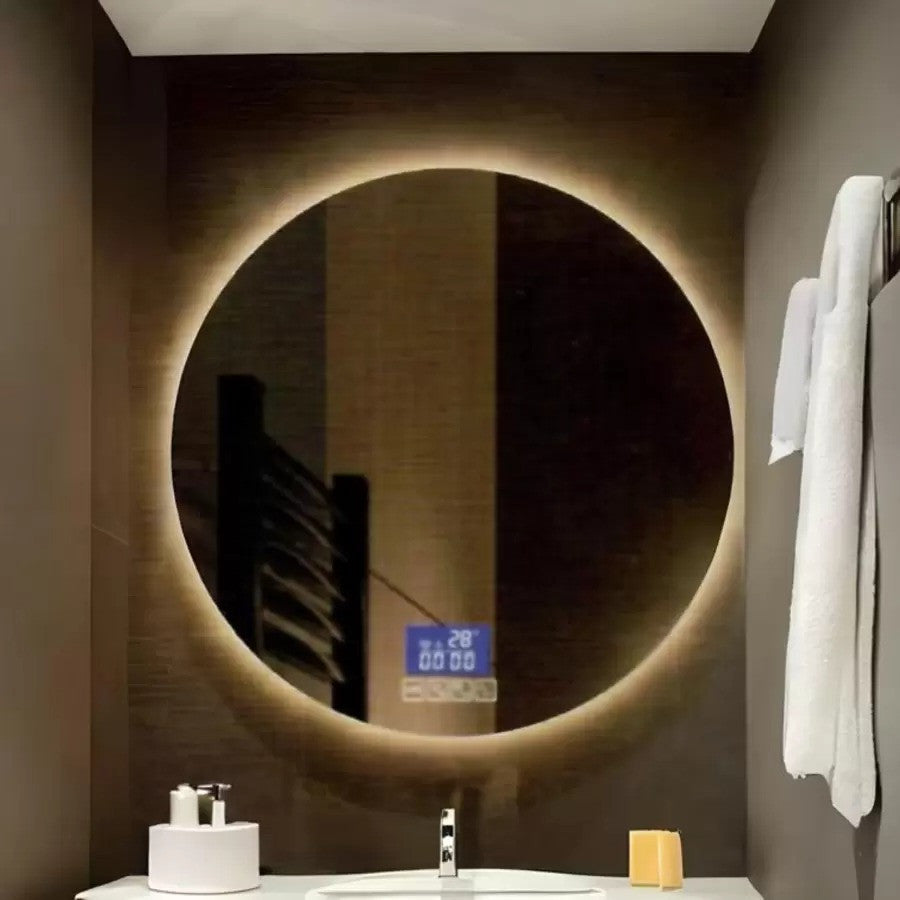 Oglinda LED Touch cu Sistem Dezaburire si Ceas 70x70cm, colectia Marcello Funghi