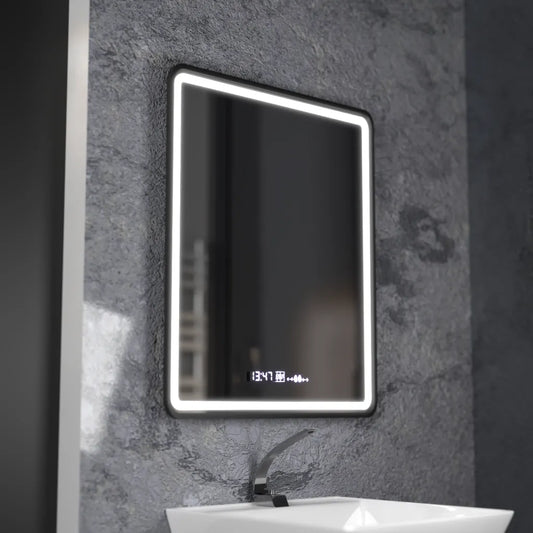Oglinda LED Rectangulara, 75x90cm, Favola MotionGlow Marcello, Sistem Dezaburire, Ceas & Termometru, Dimabila