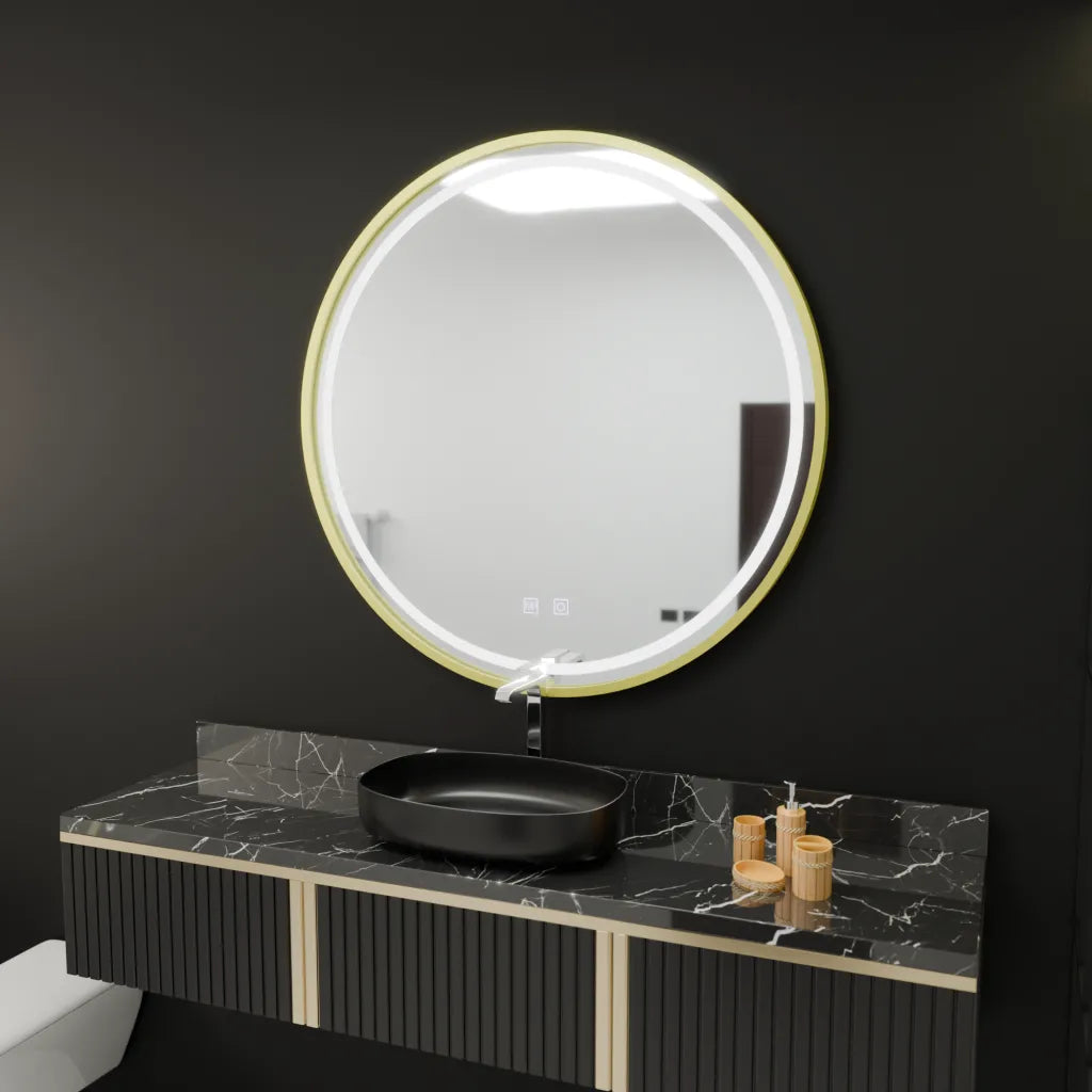Oglinda LED Rotunda, 70cm, Glanz Touch, Sistem Dezaburire, Dimabila